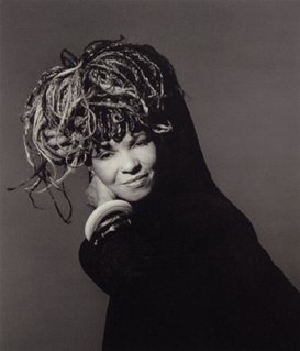 Black and White photograph of playwright Ntozake Shange by Michael Ahearn